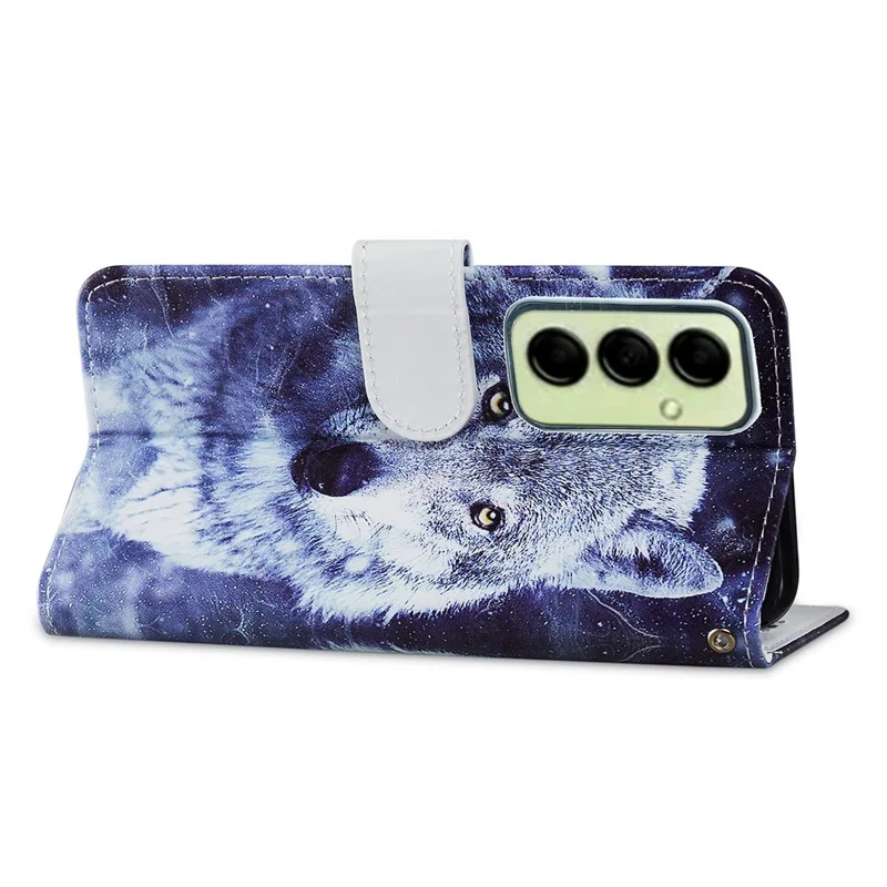 For Samsung Galaxy A14 5G / 4G PU Leather Phone Case Wallet Stand Pattern Printing Cover - Wolf