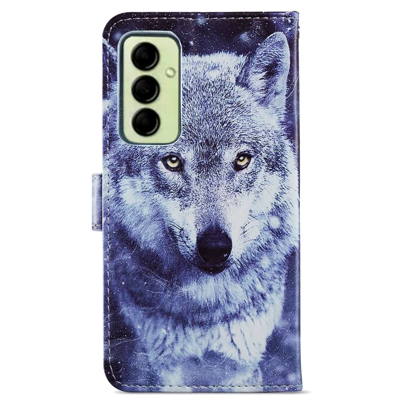 For Samsung Galaxy A14 5G / 4G PU Leather Phone Case Wallet Stand Pattern Printing Cover - Wolf