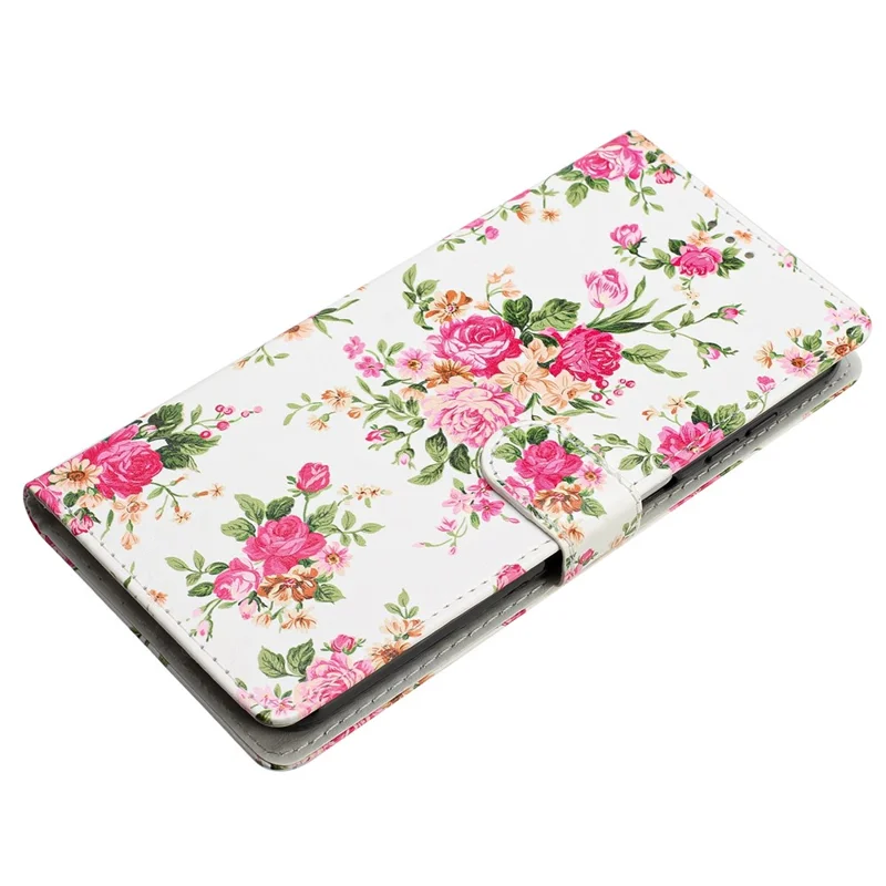 For Samsung Galaxy A14 5G / 4G PU Leather Phone Case Wallet Stand Pattern Printing Cover - Red Flower
