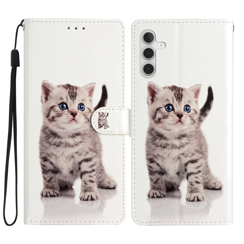 For Samsung Galaxy A14 5G / 4G PU Leather Phone Case Wallet Stand Pattern Printing Cover - Kitten
