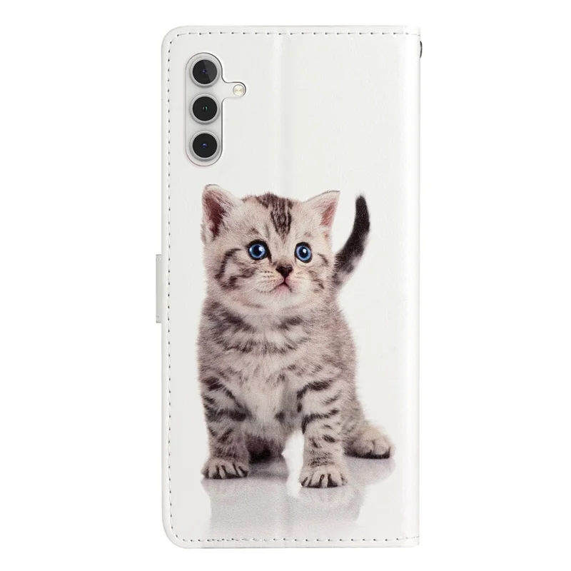 For Samsung Galaxy A14 5G / 4G PU Leather Phone Case Wallet Stand Pattern Printing Cover - Kitten