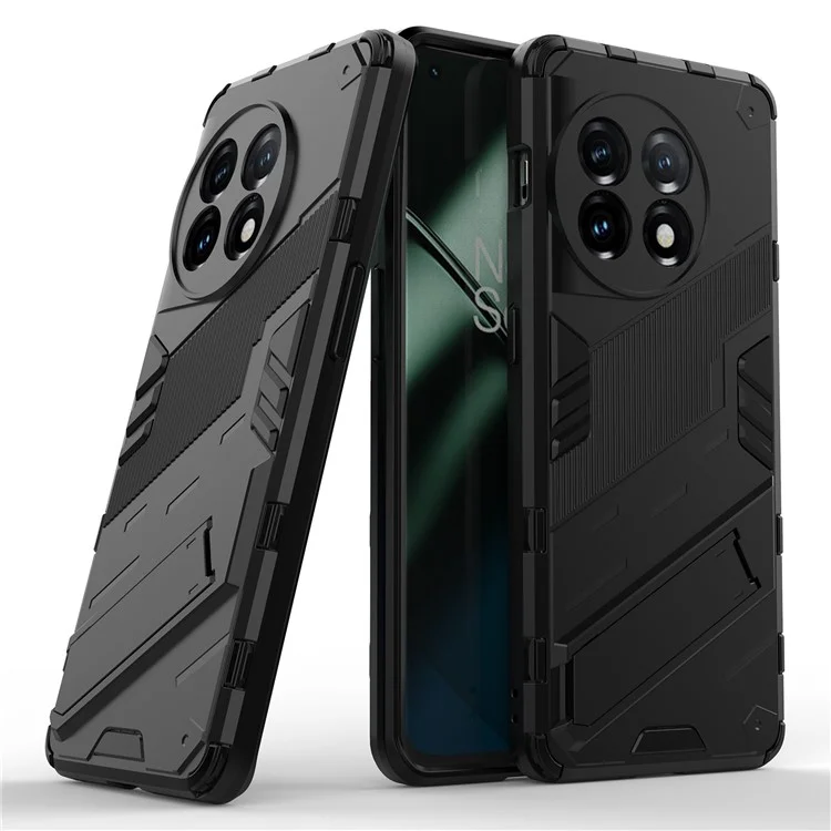 Чехол для телефона для OnePlus 11 5G с подставкой, ТПУ + ПК, защитный чехол для сотового телефона - черный