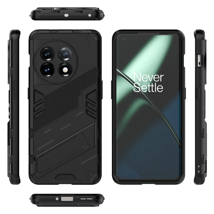 Чехол для телефона для OnePlus 11 5G с подставкой, ТПУ + ПК, защитный чехол для сотового телефона - черный