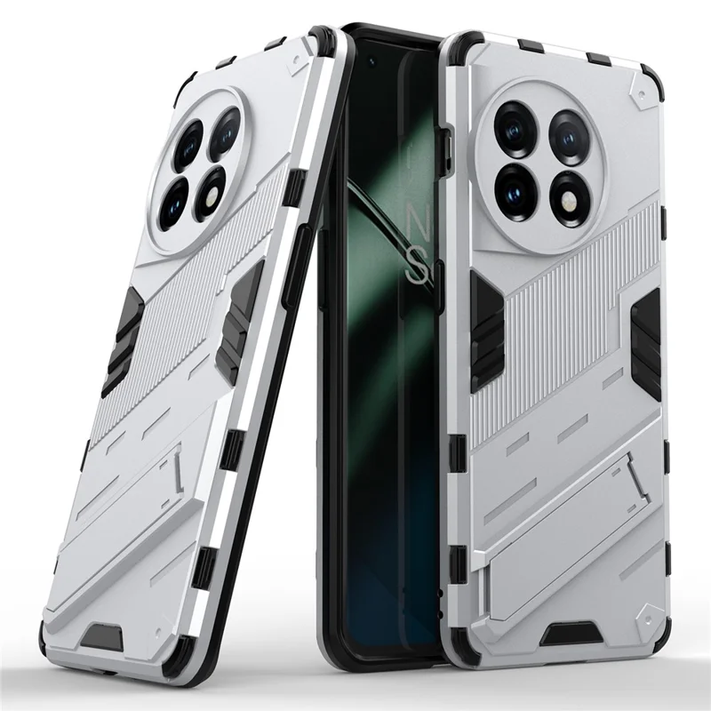 Phone Case for OnePlus 11 5G Kickstand TPU + PC Protective Cell Phone Cover - White