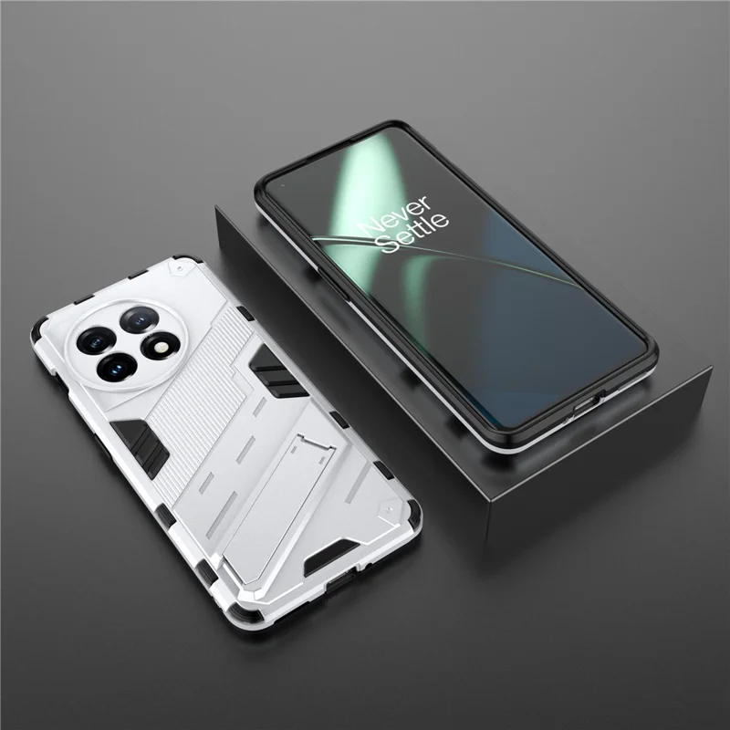 Phone Case for OnePlus 11 5G Kickstand TPU + PC Protective Cell Phone Cover - White