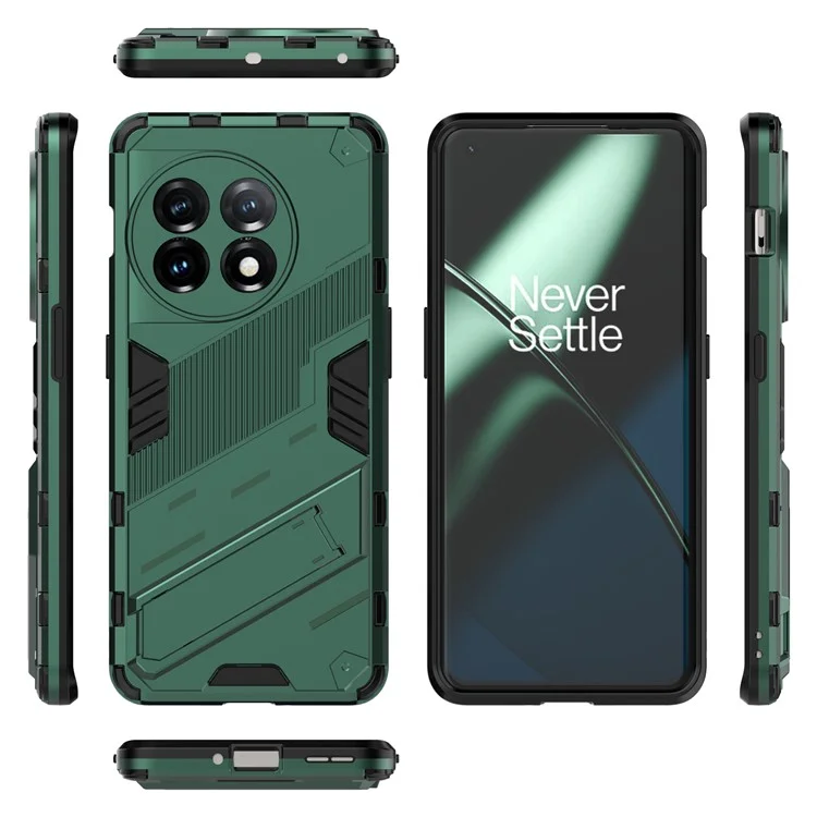 Phone Case for OnePlus 11 5G Kickstand TPU + PC Protective Cell Phone Cover - Green