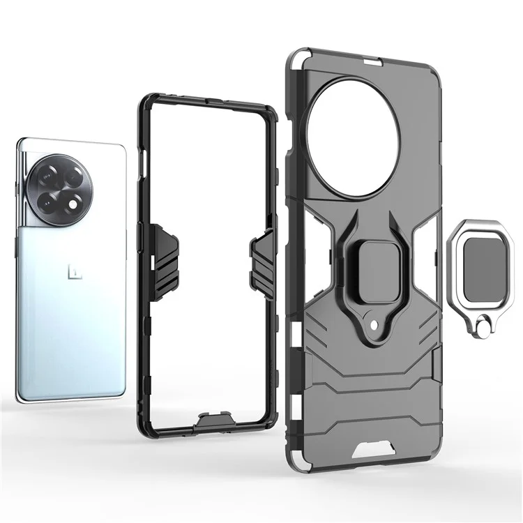 TPU+PC Phone Case for OnePlus Ace 2 5G / 11R 5G Ring Holder Kickstand Anti-drop Phone Cover - Blue