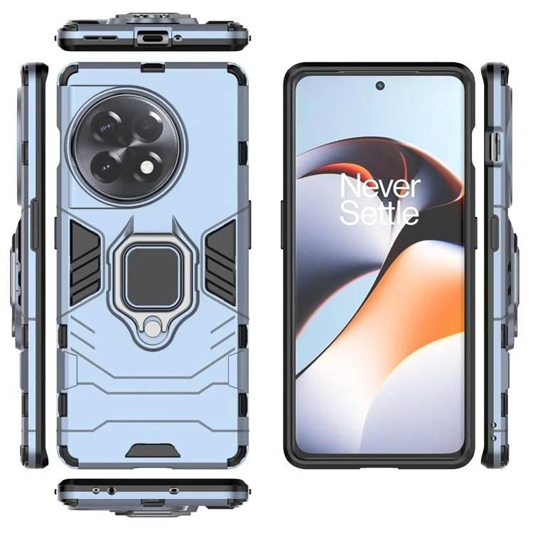 TPU+PC Phone Case for OnePlus Ace 2 5G / 11R 5G Ring Holder Kickstand Anti-drop Phone Cover - Blue