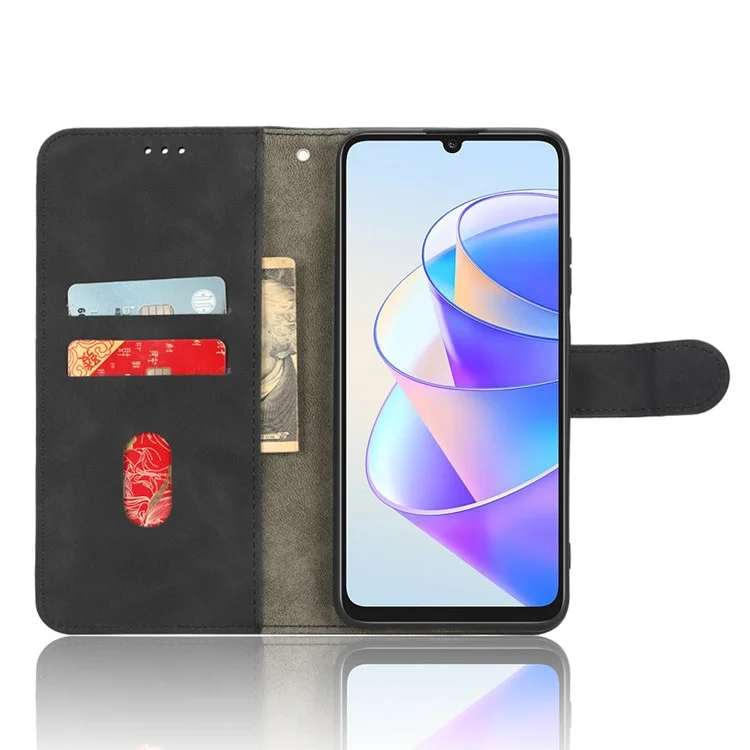 Чехол для мобильного телефона For Honor X7a 5G с PU-кожей, с возможностью прикосновения к экрану, с подставкой и бумажником, защитой от падения, с откидной крышкой - черный