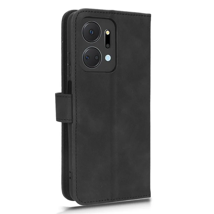Чехол для мобильного телефона For Honor X7a 5G с PU-кожей, с возможностью прикосновения к экрану, с подставкой и бумажником, защитой от падения, с откидной крышкой - черный