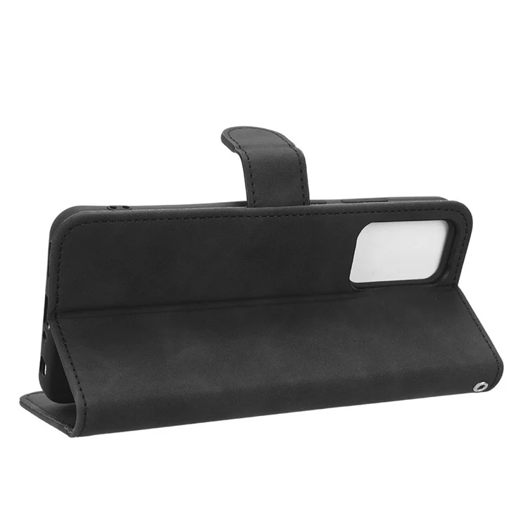 For Blackview A52 4G Drop-proof PU Leather Phone Case Stand Wallet Skin-touch Flip Cell Phone Cover - Black
