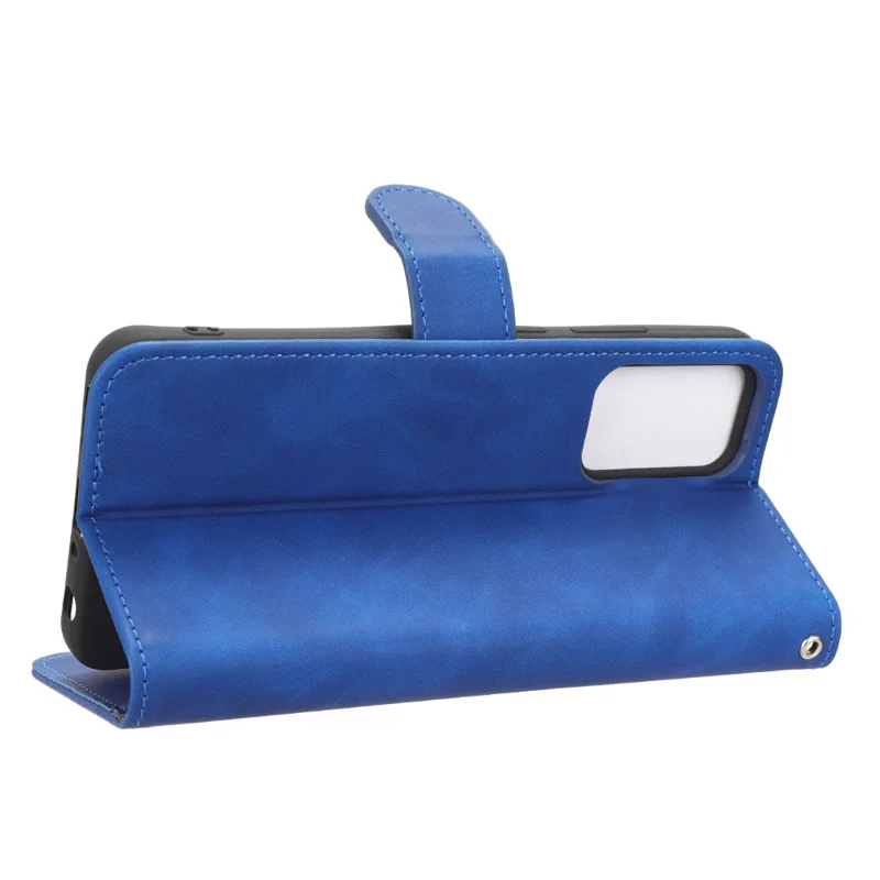 For Blackview A52 4G Drop-proof PU Leather Phone Case Stand Wallet Skin-touch Flip Cell Phone Cover - Blue