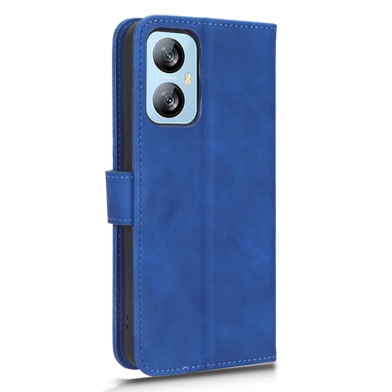 For Blackview A52 4G Drop-proof PU Leather Phone Case Stand Wallet Skin-touch Flip Cell Phone Cover - Blue