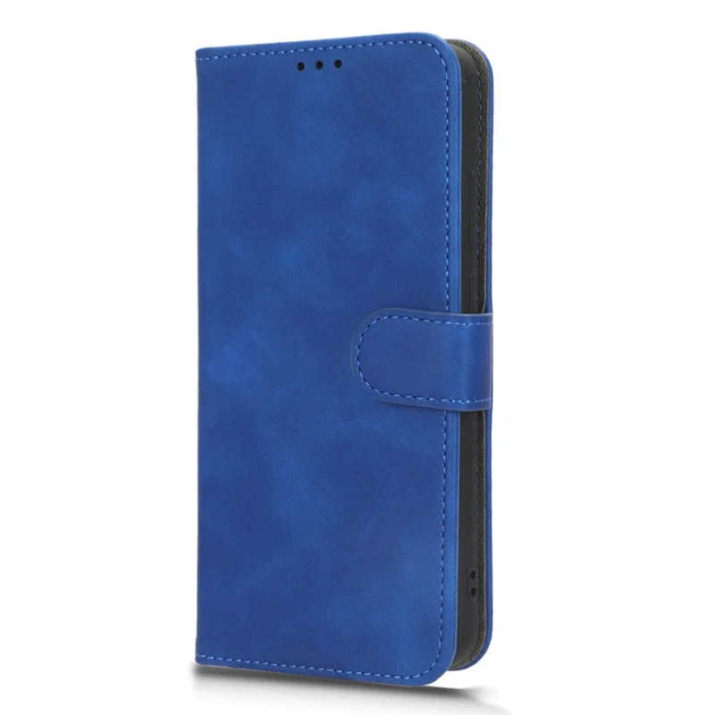For Blackview A52 4G Drop-proof PU Leather Phone Case Stand Wallet Skin-touch Flip Cell Phone Cover - Blue