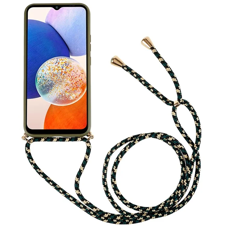 For Samsung Galaxy A14 5G / A14 4G Mobile Phone Case Wheat Straw Soft TPU Biodegradable Phone Cover Eco-Friendly Zero Waste - Army Green