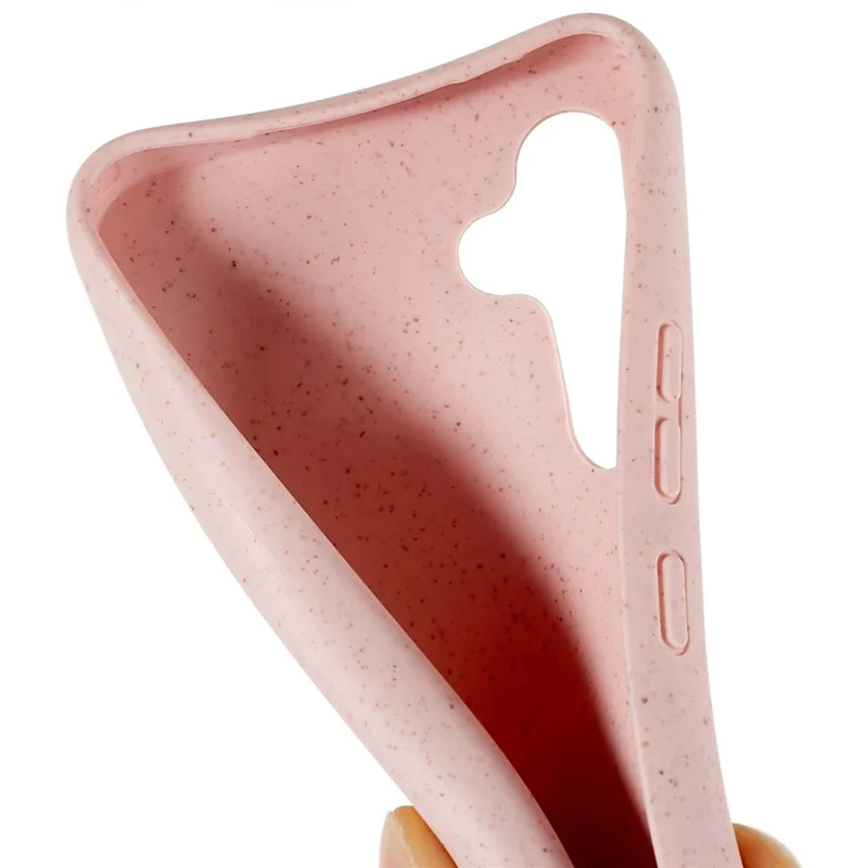 Para Samsung Galaxy A34 5G Caso do Telefone Biodegradável de Palha de Trigo Capa de TPU Macia com Proteção Contra Quedas com Cordão - Rosa