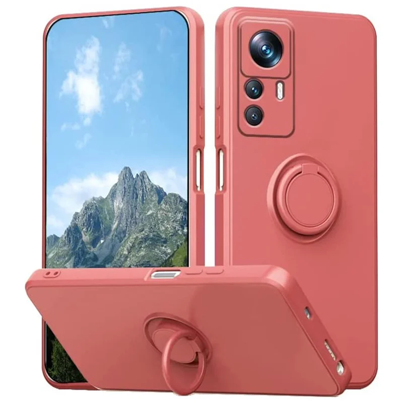 Для Xiaomi 12T 5G / Redmi K50 Ultra 5G Кольцевая подставка Жидкий силиконовый чехол для телефона Чехол для сотового телефона с ремешком - Красный