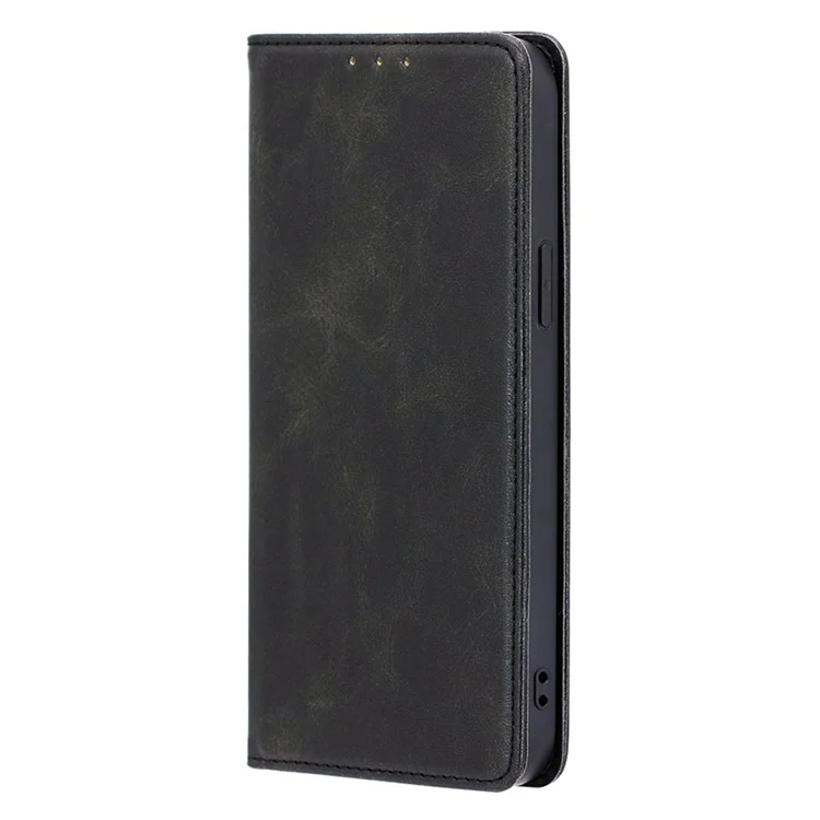 Funda de teléfono de piel anticolisión para Honor 80 GT 5G, funda de teléfono con soporte y cierre magnético con textura de becerro - Negro