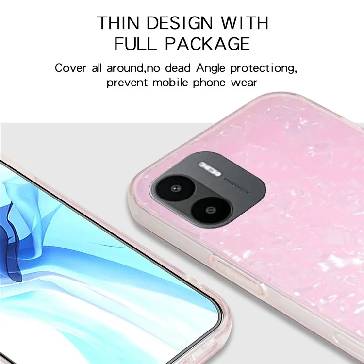 IPAKY For Xiaomi Redmi A1 4G / A2 4G Phone Case Fall Proof IMD Acrylic+TPU Back Protector Cover - Pink