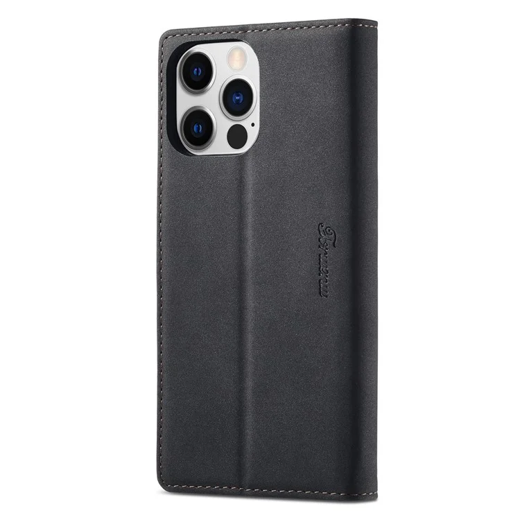 FORWENW F1 Series for iPhone 14 Pro PU Leather Cell Phone Cover Wallet Stand Anti-drop Phone Case - Black