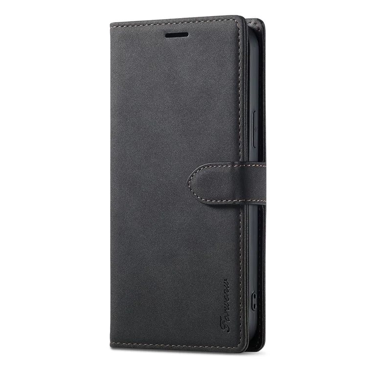 FORWENW F1 Series for iPhone 14 Pro Max PU Leather Phone Wallet Case Stand Protective Phone Cover - Black