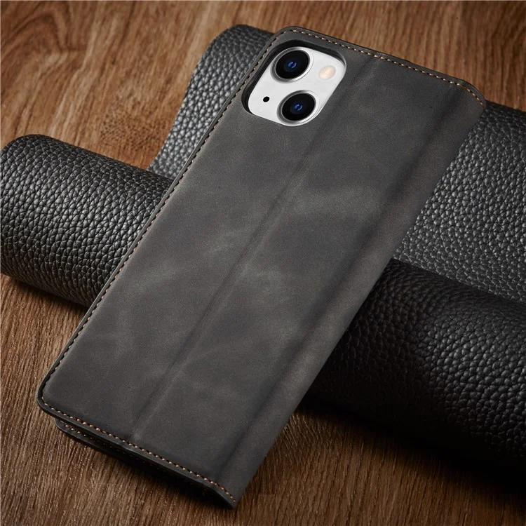Étui de téléphone portable de la série Fantasy FORWENW pour iPhone 14 Plus, étui de téléphone portable en cuir doux anti-rayures avec support et portefeuille - noir