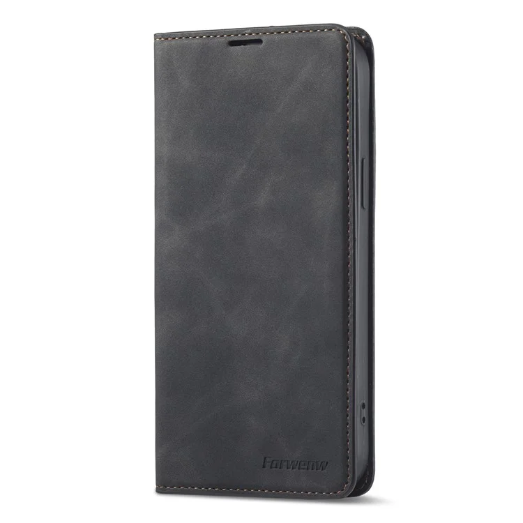 Étui de téléphone portable de la série Fantasy FORWENW pour iPhone 14 Plus, étui de téléphone portable en cuir doux anti-rayures avec support et portefeuille - noir