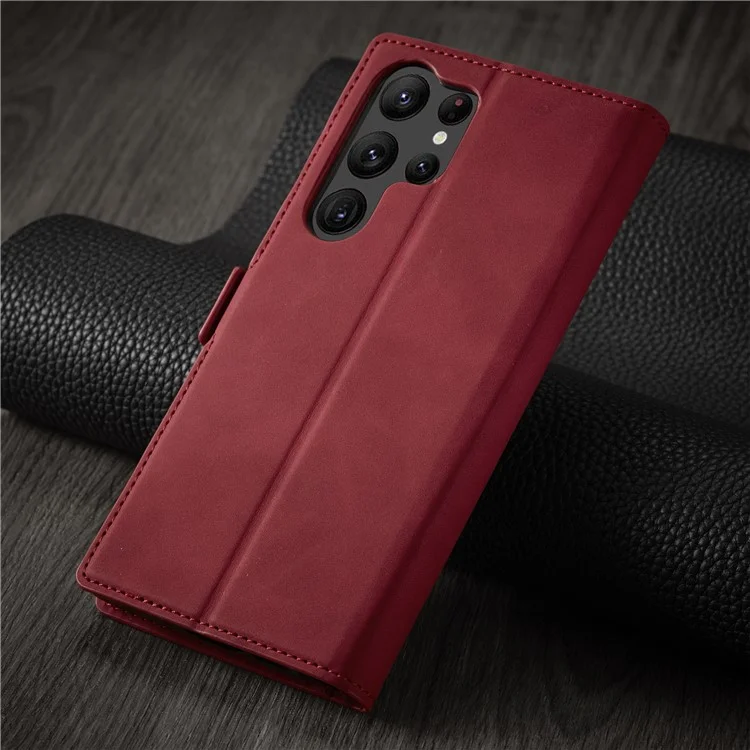 FORWENW for Samsung Galaxy S23 Ultra Fantasy Series Anti-fall Phone Cover Skin-friendly Leather Stand Wallet Mobile Phone Case - Red