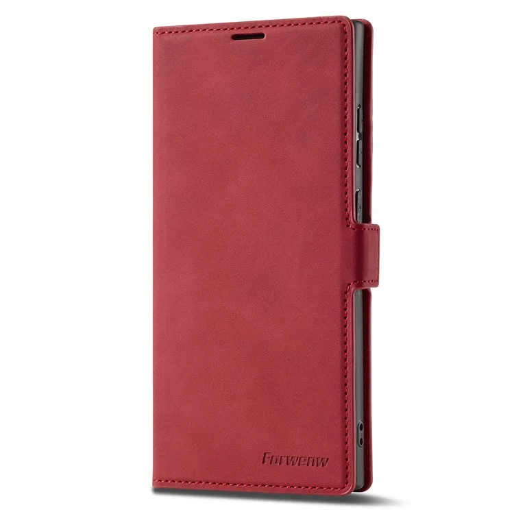 FORWENW for Samsung Galaxy S23 Ultra Fantasy Series Anti-fall Phone Cover Skin-friendly Leather Stand Wallet Mobile Phone Case - Red