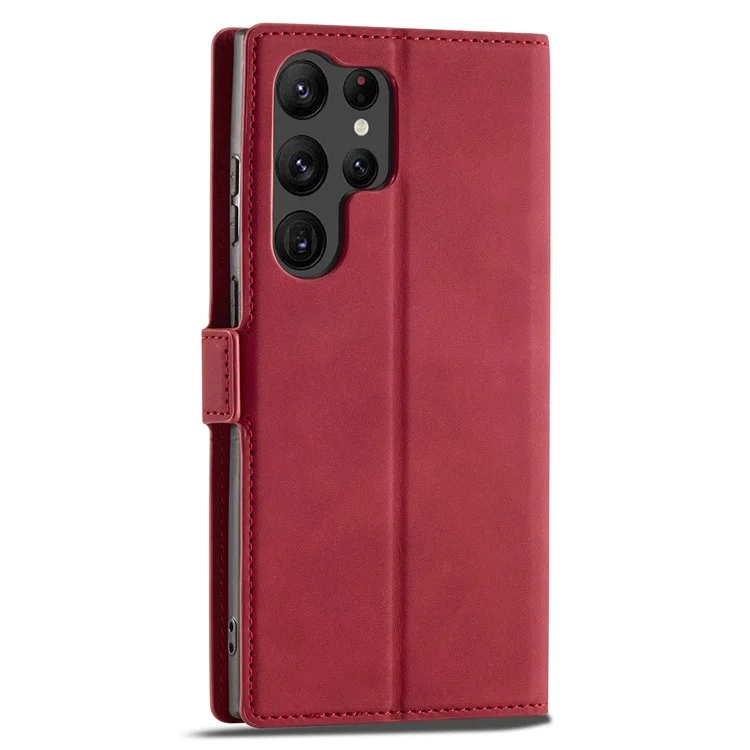 FORWENW for Samsung Galaxy S23 Ultra Fantasy Series Anti-fall Phone Cover Skin-friendly Leather Stand Wallet Mobile Phone Case - Red