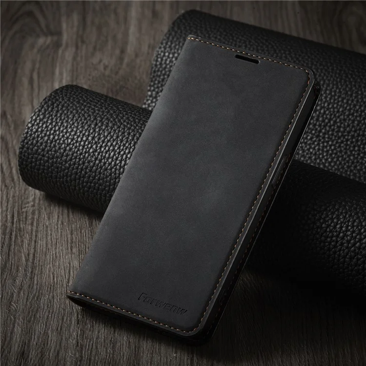 FORWENW Custodia anti-caduta per iPhone 14 Pro Max, Custodia in pelle con stand e serie fantasy - Nero 