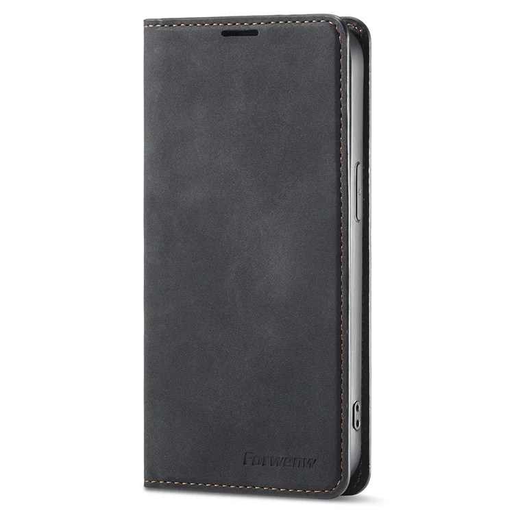 FORWENW Custodia anti-caduta per iPhone 14 Pro Max, Custodia in pelle con stand e serie fantasy - Nero 