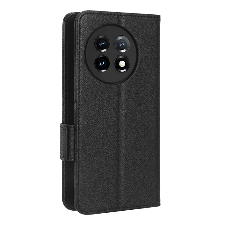 Custodia per telefono Anti-drop per OnePlus 11 5G Wallet Stand Litchi Texture PU Leather Protective Phone Case - Nero