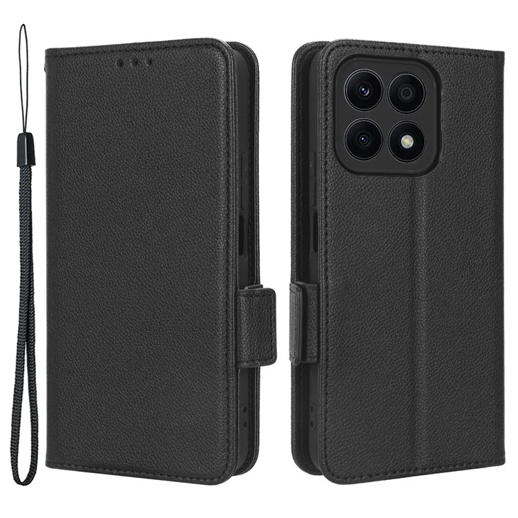 Чехол-книжка для телефона For Honor X8a 4G, из искусственной кожи, с подставкой, с бумажником - черный