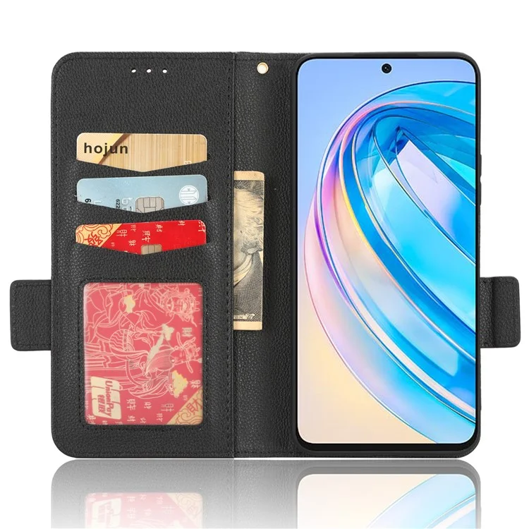 Чехол-книжка для телефона For Honor X8a 4G, из искусственной кожи, с подставкой, с бумажником - черный