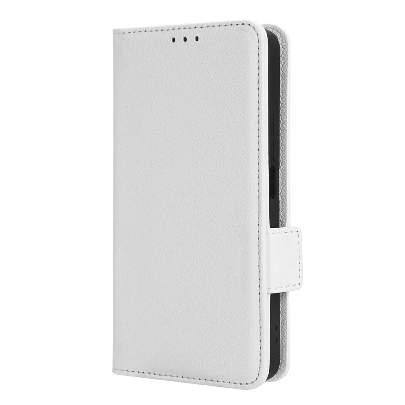 For Honor X8a 4G PU Leather Phone Case Flip Folio Stand Litchi TextureShockproof Cover with Wallet - White