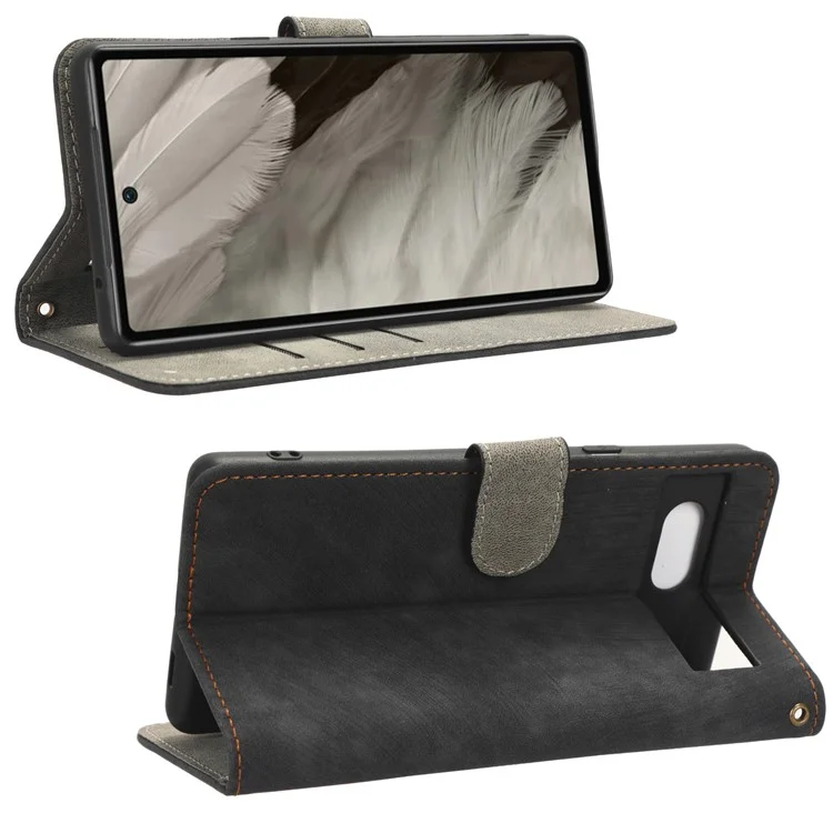 For Google Pixel 7a PU Leather Flip Folio Case Wallet RFID Blocking Protection Stand Phone Cover - Black