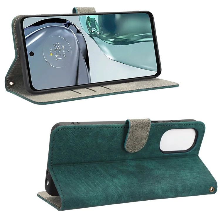 Für Motorola Moto G62 5G RFID-blockierender Lederhandykoffer, Standfunktion, Brieftasche, Handyhülle - Grün