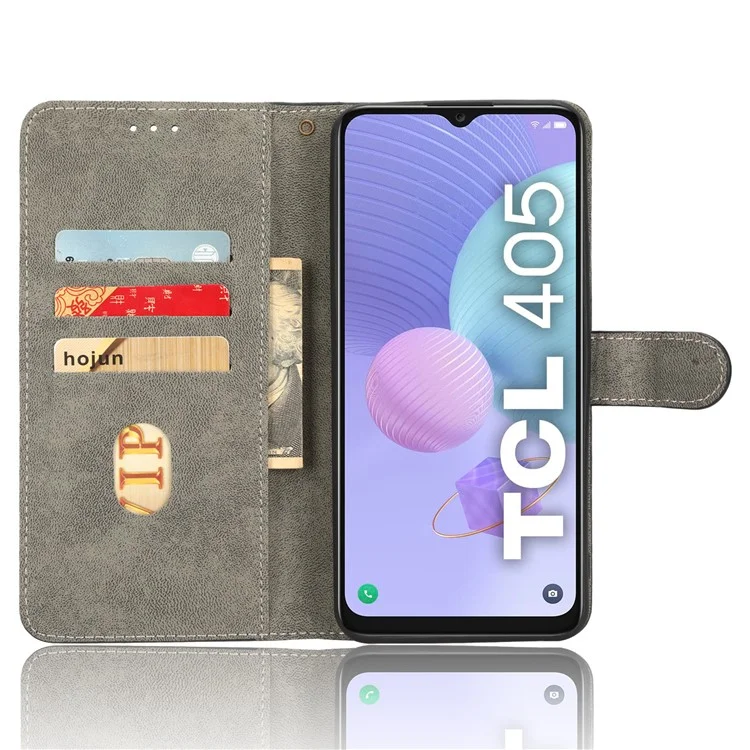 Para TCL 405 T506D / 406 / 408 Funda de Teléfono de Cuero Bloqueo RFID Funda de Cartera Soporte Cubierta de Teléfono Celular - Azul
