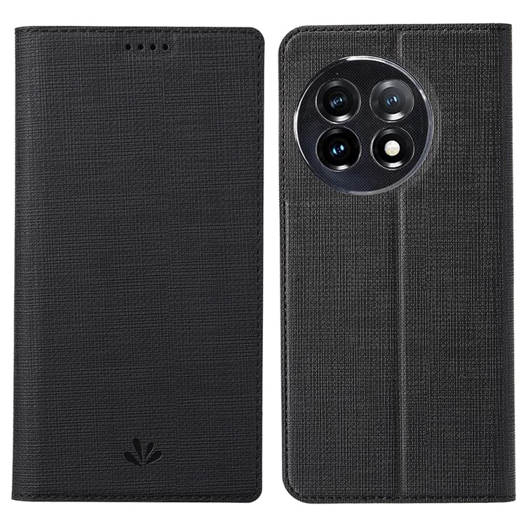 VILI DMX Series for OnePlus 11 5G PU Leather Phone Case Card Slots Mobile Phone Stand Cover - Black