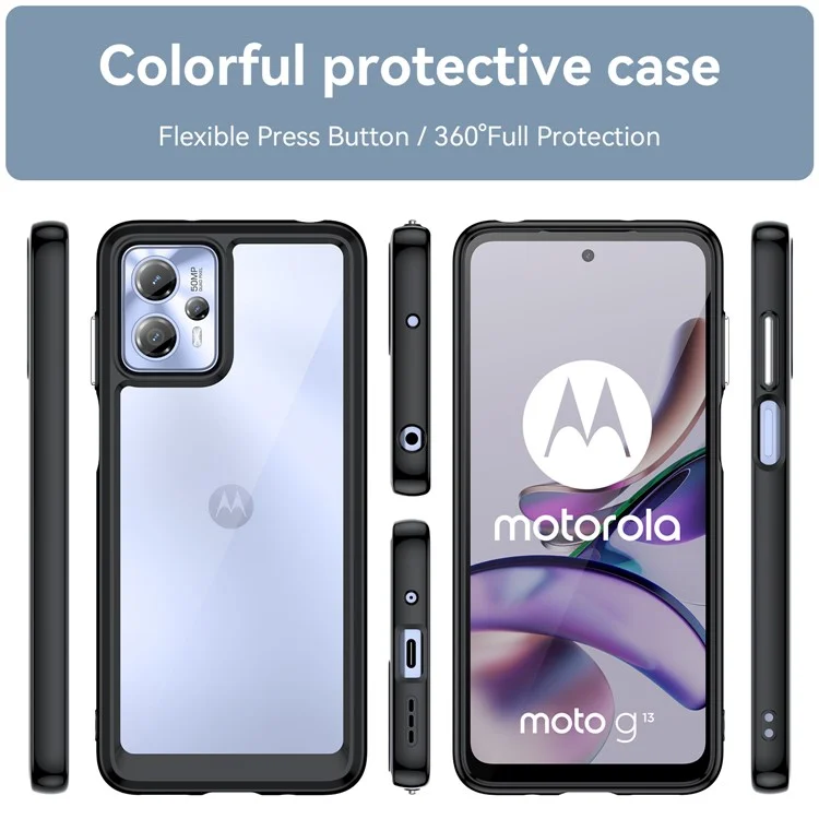 Für Motorola Moto G13 4G / G23 4G TPU + Acryl Anti-Drop-Handyhülle Schutzhülle - Schwarz