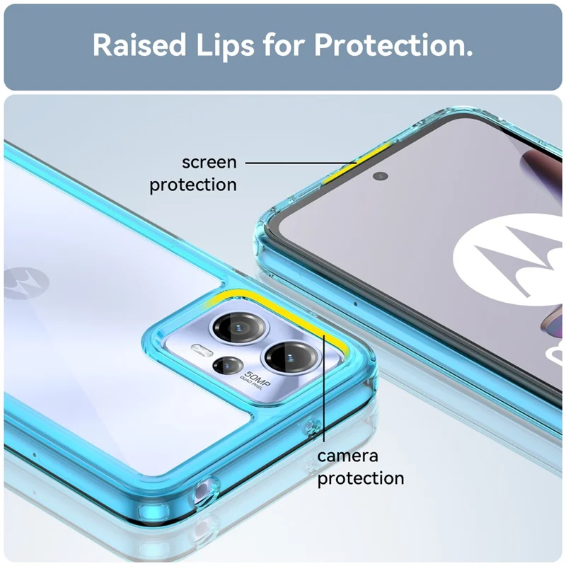 For Motorola Moto G13 4G / G23 4G TPU + Acrylic Anti-drop Phone Case Protective Cover - Transparent Blue