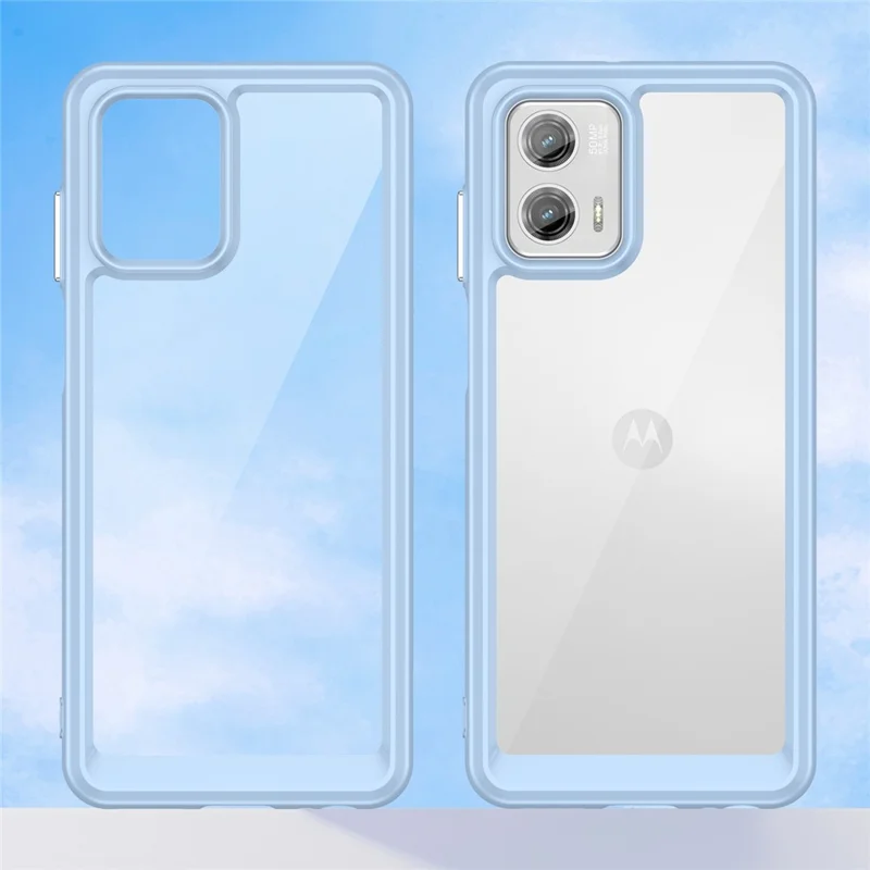 For Motorola Moto G73 5G Shock-absorbing TPU + Acrylic Phone Case Protective Back Cover - Blue