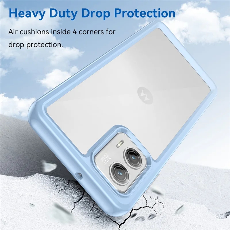 For Motorola Moto G73 5G Shock-absorbing TPU + Acrylic Phone Case Protective Back Cover - Blue