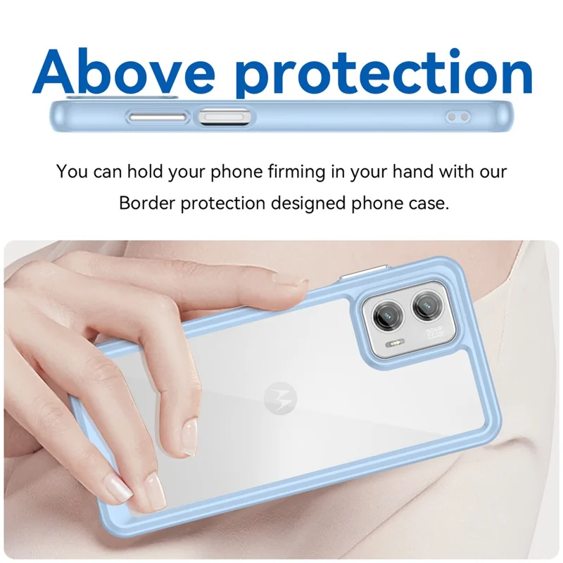 For Motorola Moto G73 5G Shock-absorbing TPU + Acrylic Phone Case Protective Back Cover - Blue