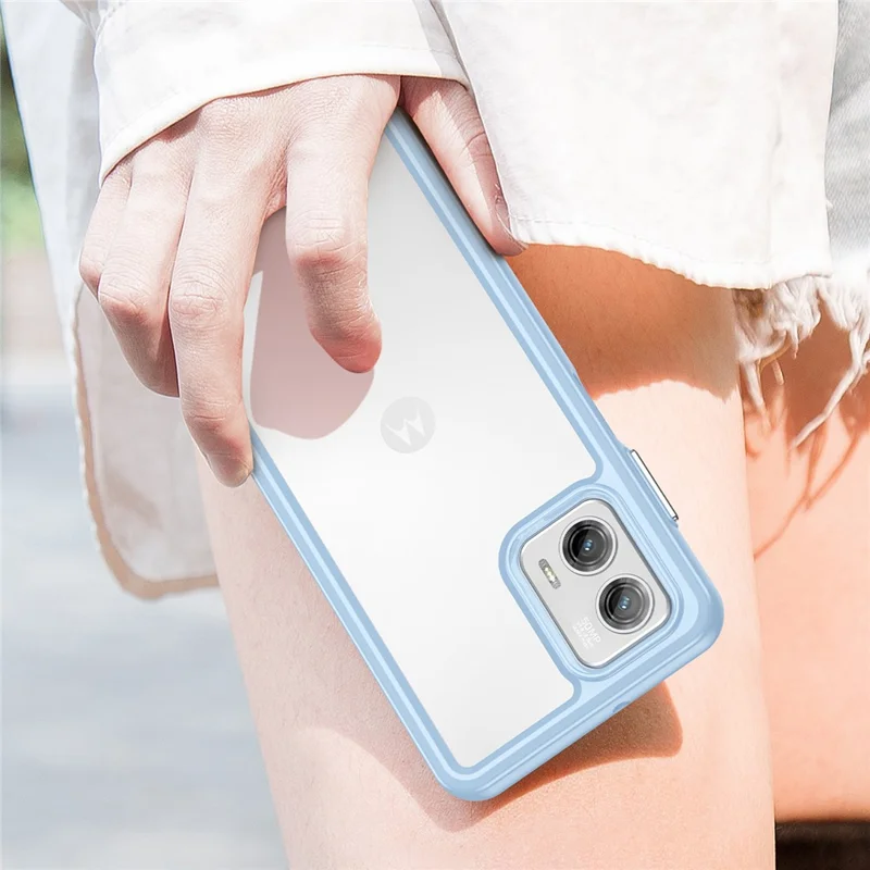 For Motorola Moto G73 5G Shock-absorbing TPU + Acrylic Phone Case Protective Back Cover - Blue