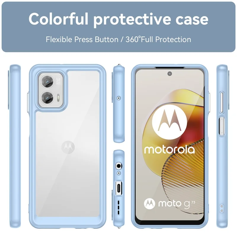 For Motorola Moto G73 5G Shock-absorbing TPU + Acrylic Phone Case Protective Back Cover - Blue