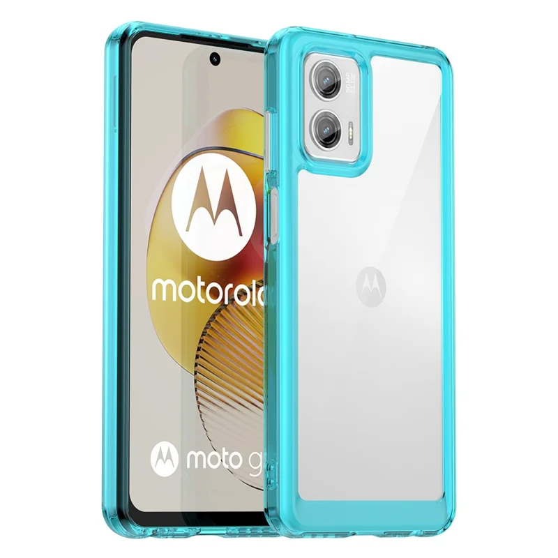 For Motorola Moto G73 5G Shock-absorbing TPU + Acrylic Phone Case Protective Back Cover - Transparent Blue