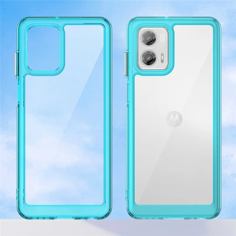 For Motorola Moto G73 5G Shock-absorbing TPU + Acrylic Phone Case Protective Back Cover - Transparent Blue