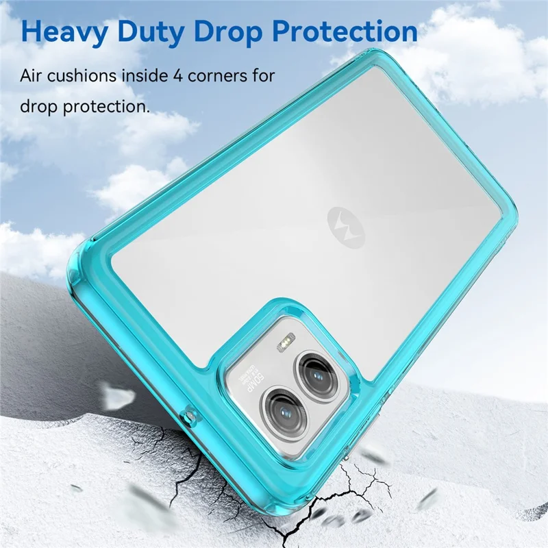 For Motorola Moto G73 5G Shock-absorbing TPU + Acrylic Phone Case Protective Back Cover - Transparent Blue